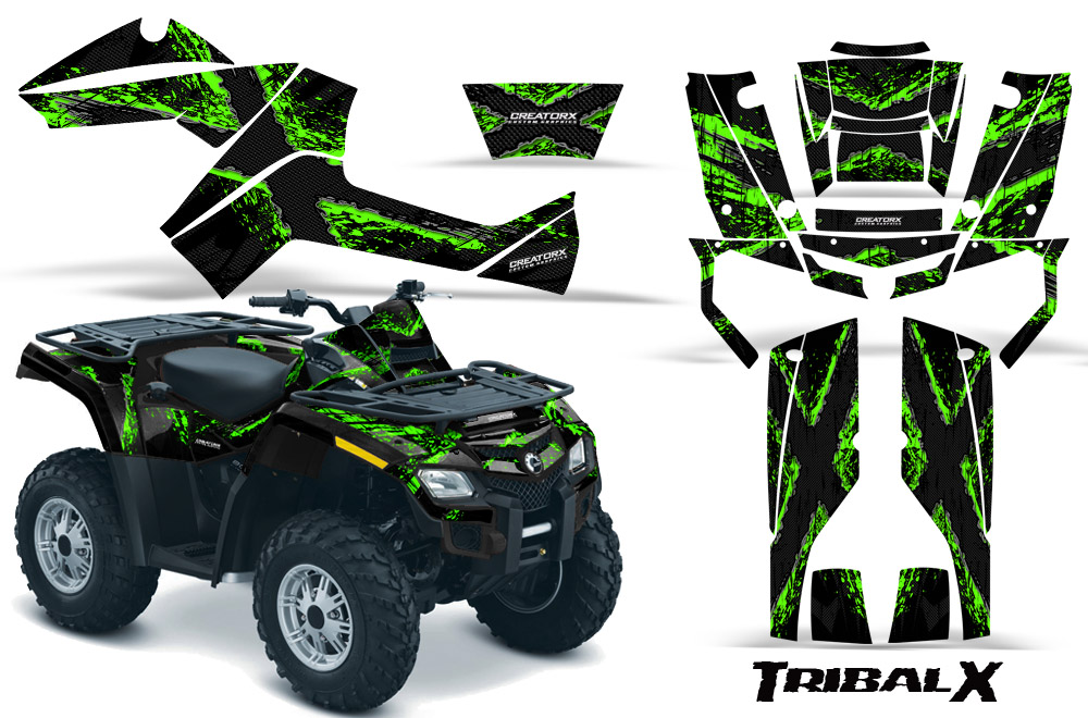 Can-Am Outlander 800 Graphics Kit Bolt TribalX Green Black